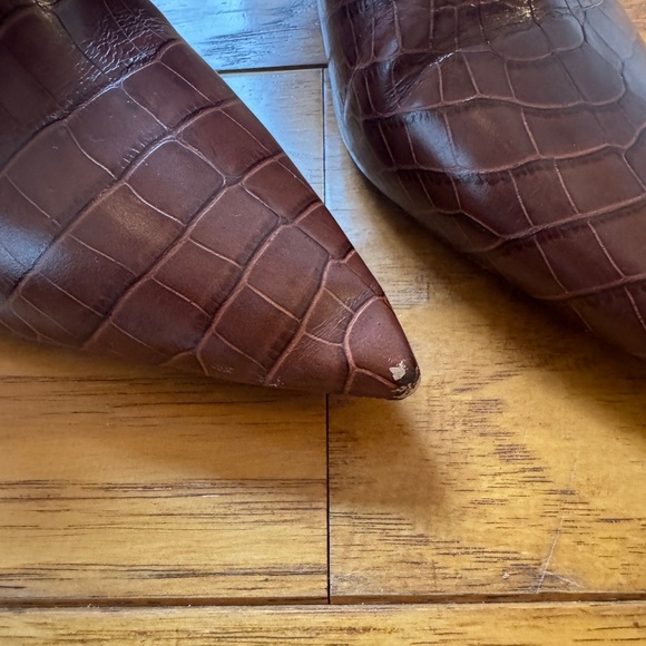TORY BURCH Georgina BOOTIE Brown Crocodile Effect POINTY HEEL Size 9.5M - Picture 13 of 14